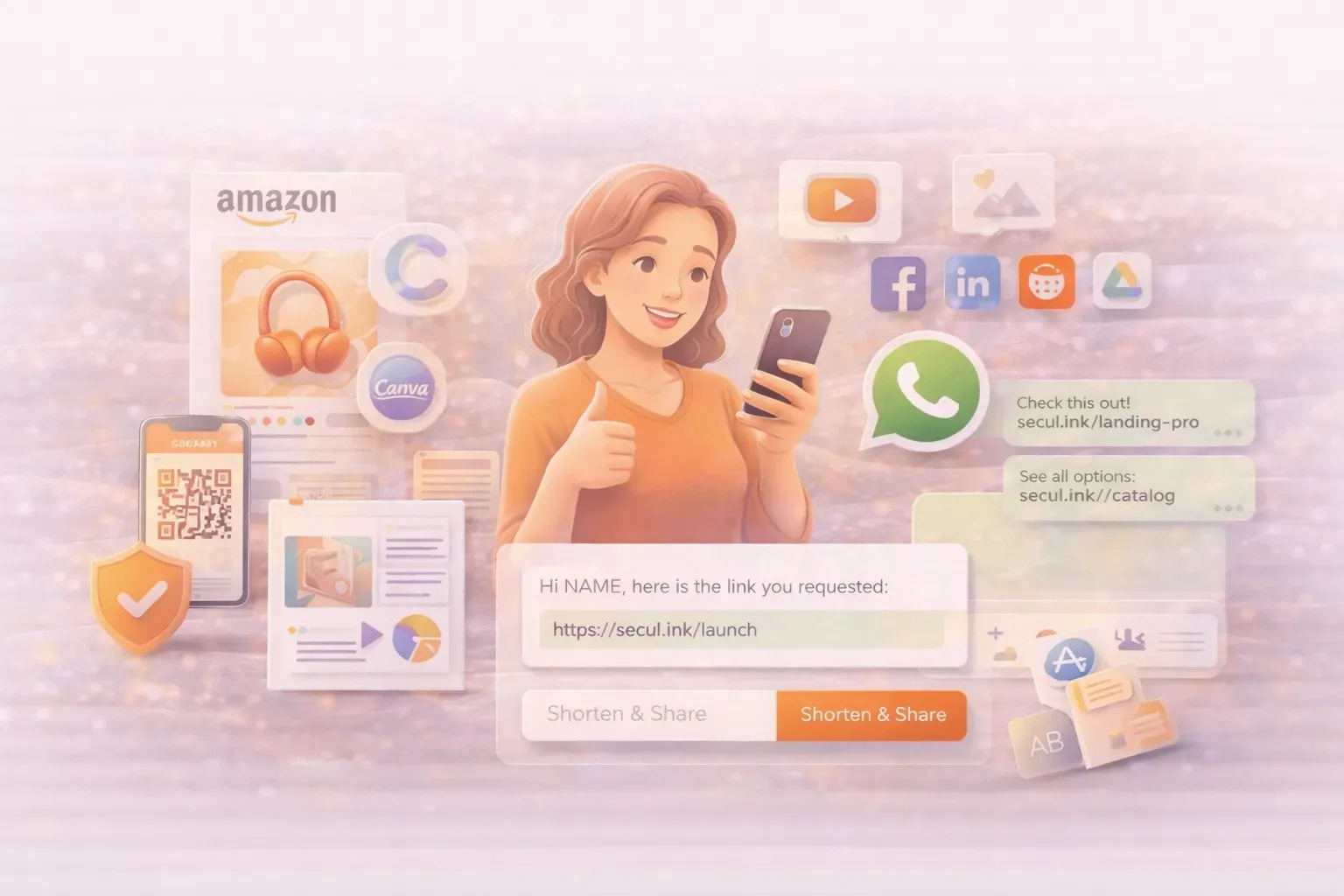 Seculink Secul.ink Features Sharing (Social + WhatsApp)